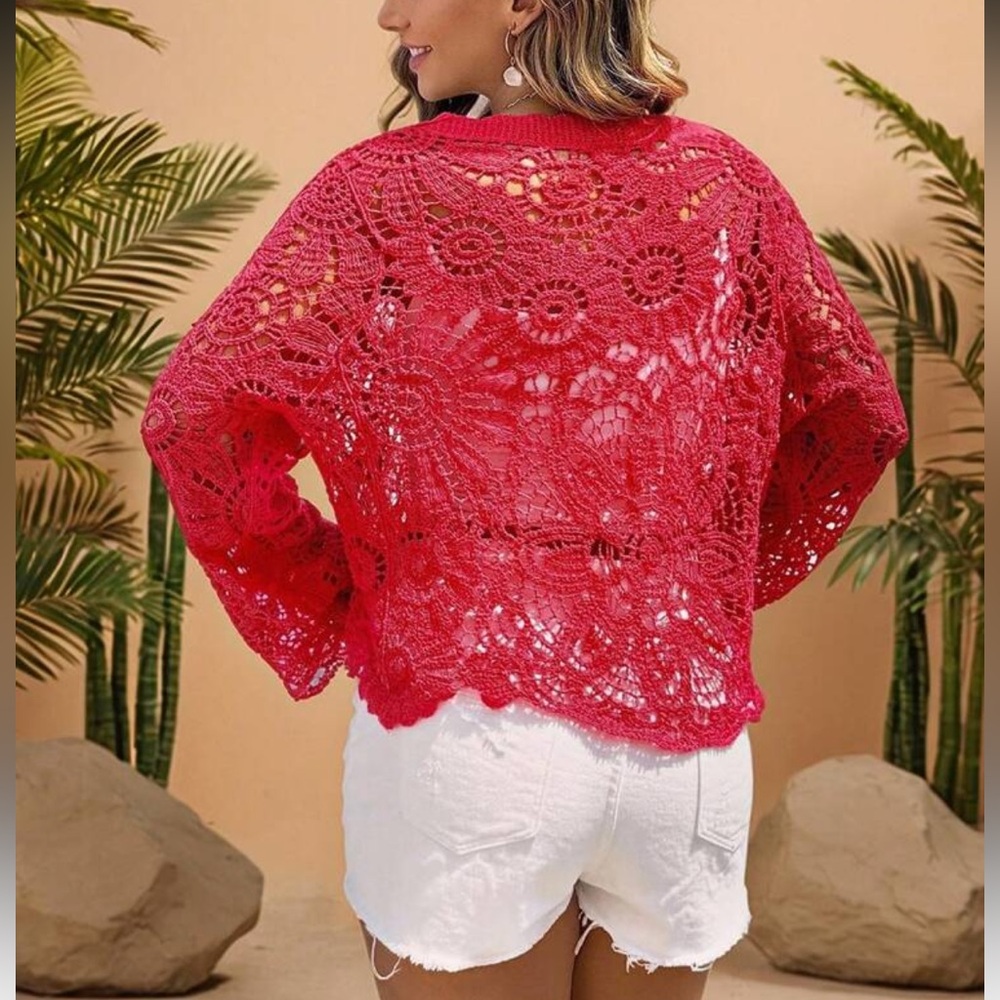 Cream Crochet Cardigan - Picture 10 of 16